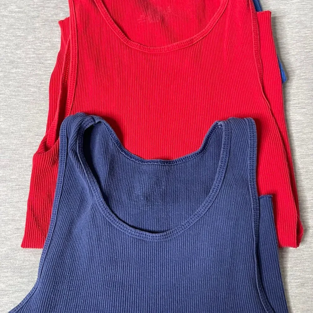 Hanes Men’s Cotton Multicolored Ribbed Tank Tops 3 PCS. Set - Picture 4 of 8